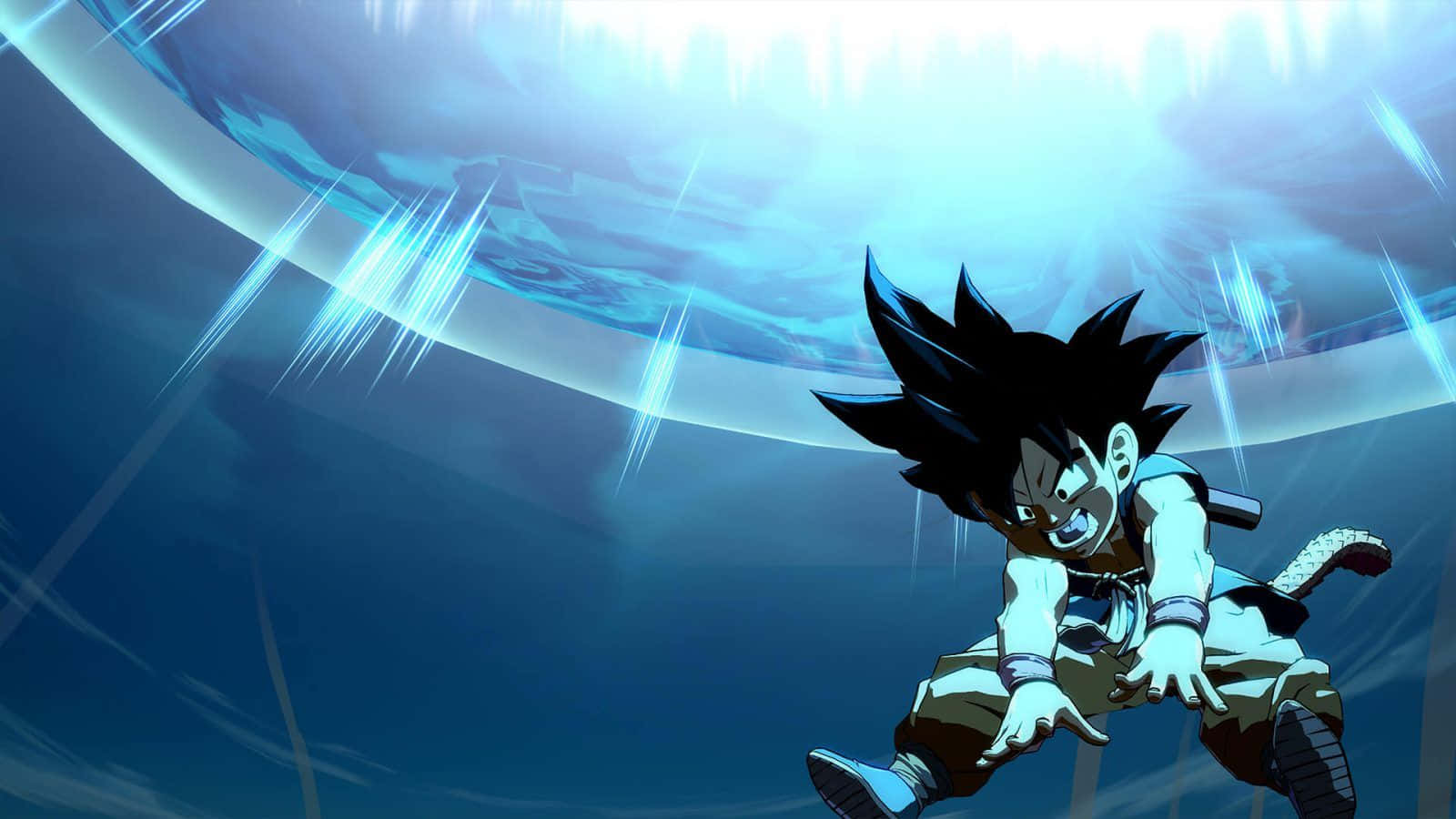 Goku, Spirit Bomb, blue energy sphere, HD Desktop Wallpaper