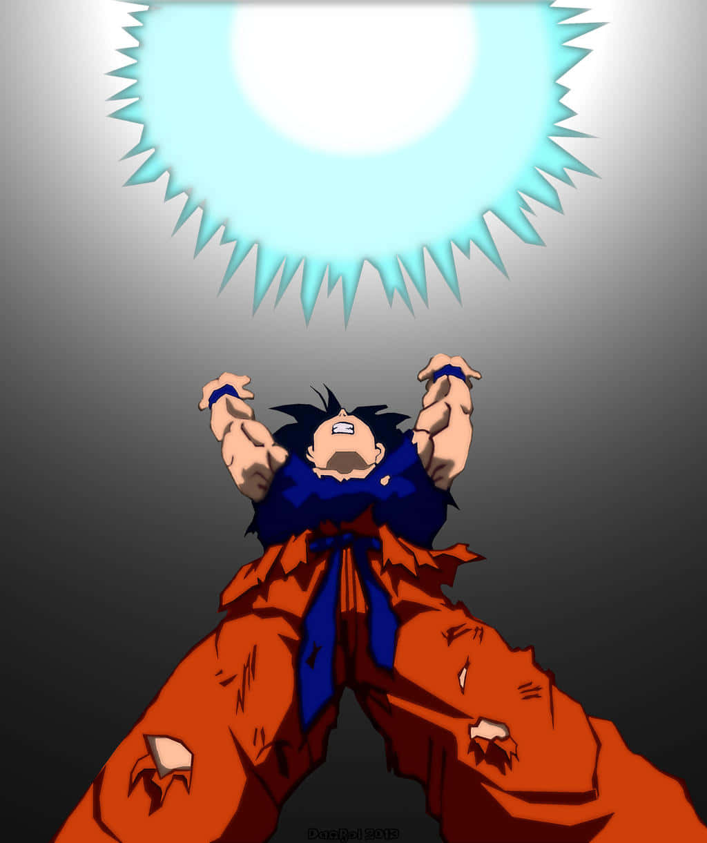 Goku, Spirit Bomb Sword, orange gi, SD Phone Wallpaper