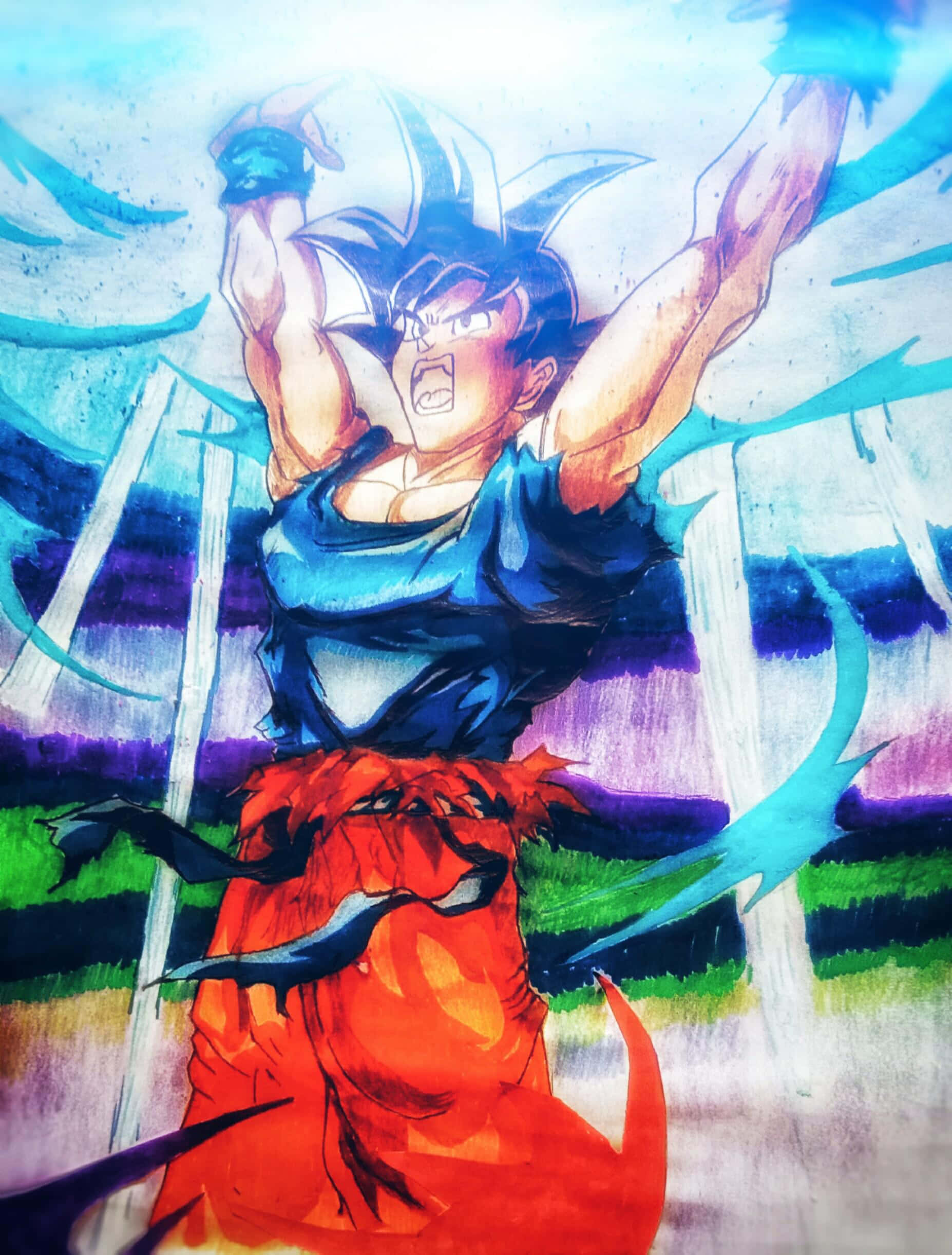 Goku, Spirit Bomb Sword, spiky hair, Full HD Phone Wallpaper
