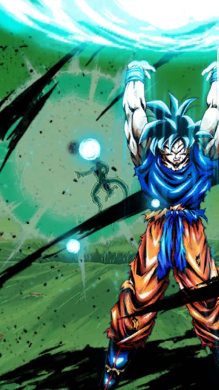 Goku, Spirit Bomb Sword, blue-haired anime warrior, HD Phone Wallpaper
