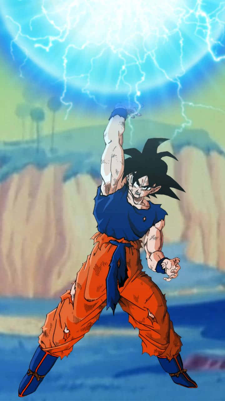 Goku, Spirit Bomb Sword, blue lightning energy, HD Phone Wallpaper