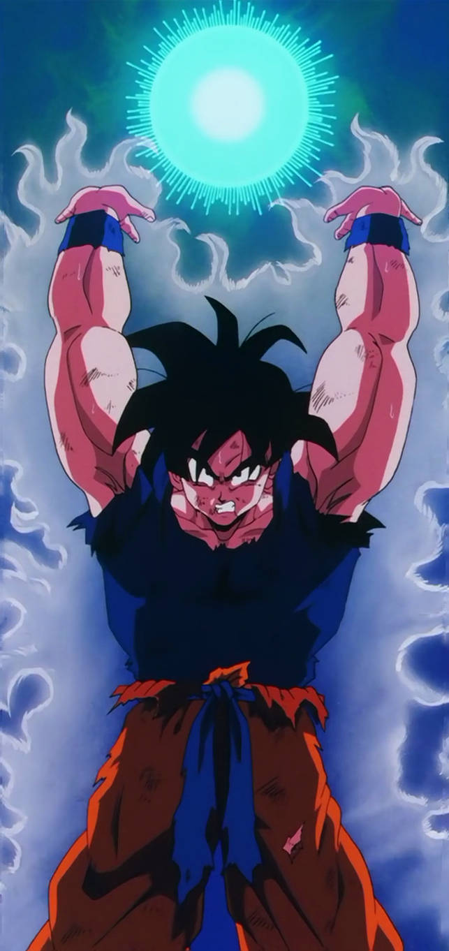 Goku, Spirit Bomb, glowing blue energy sphere, HD Phone Wallpaper