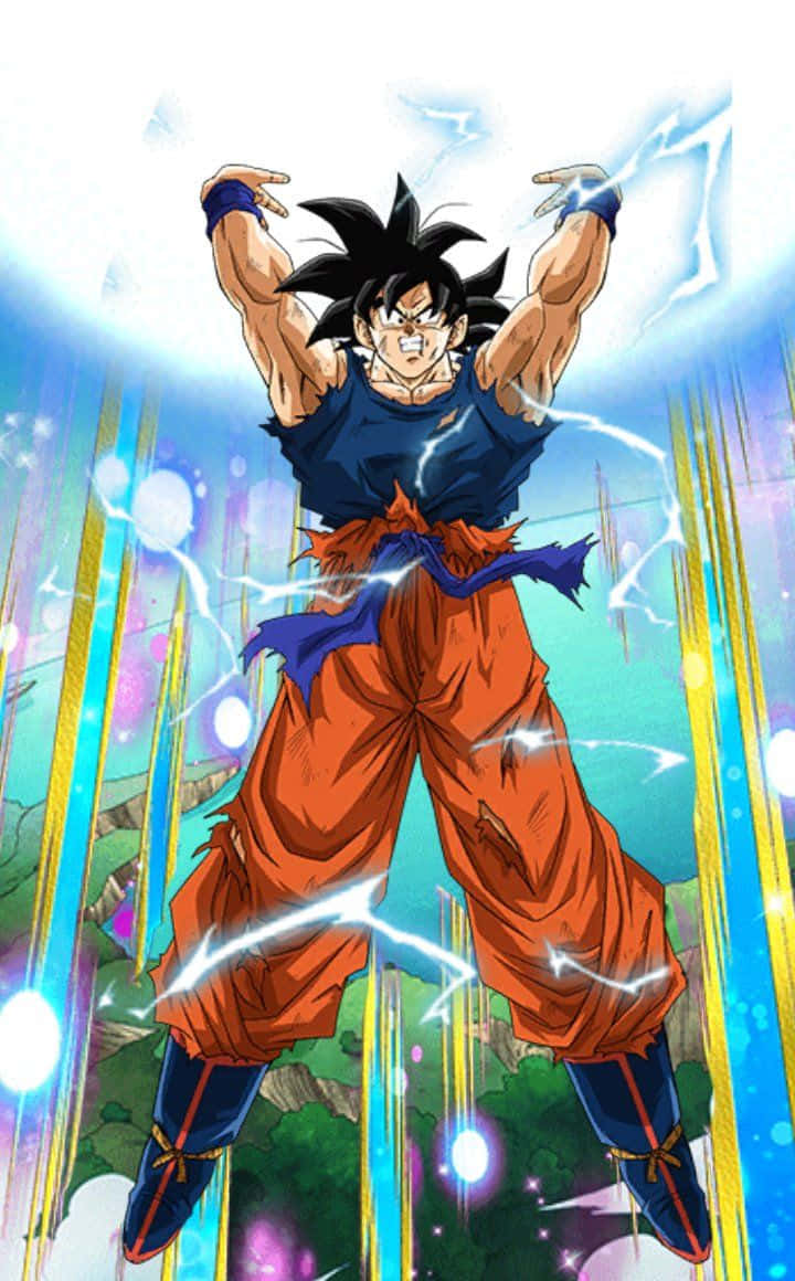 Goku, Spirit Bomb Sword, lightning energy, SD Phone Wallpaper