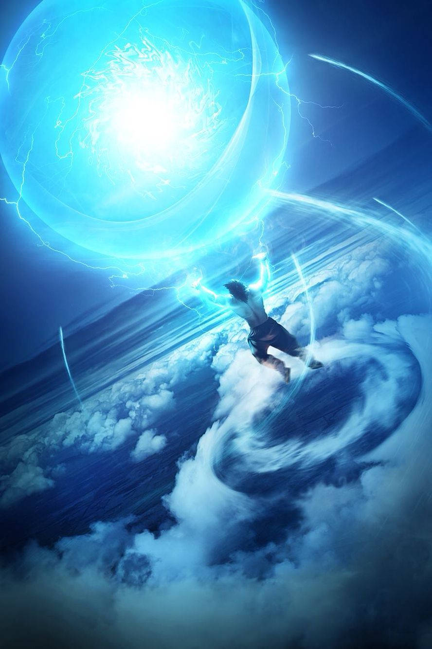 Goku, Spirit Bomb, glowing blue energy sphere, HD Phone Wallpaper