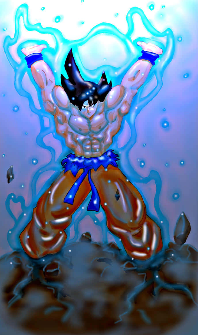 Goku, Spirit Bomb Sword, blue energy, SD Phone Wallpaper