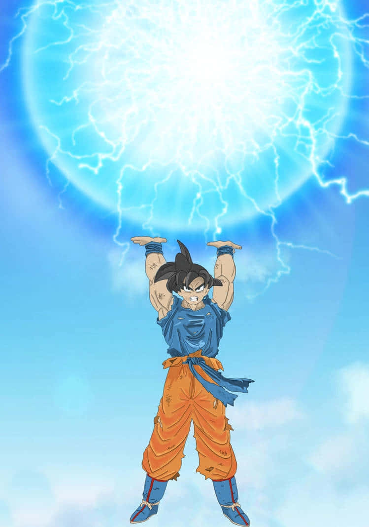 Goku, Spirit Bomb Sword, blue energy sphere, SD Phone Wallpaper