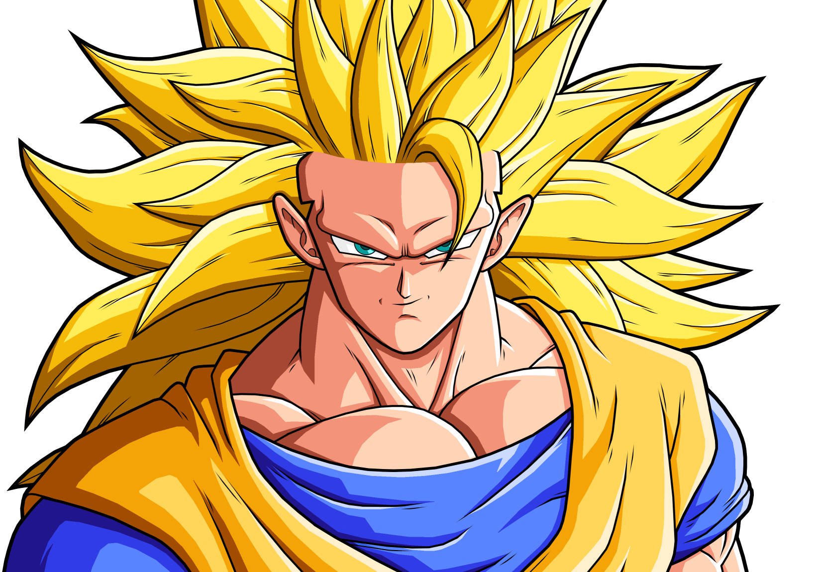 Goku Ssj3, spiky golden hair, intense blue eyes, HD Desktop Wallpaper