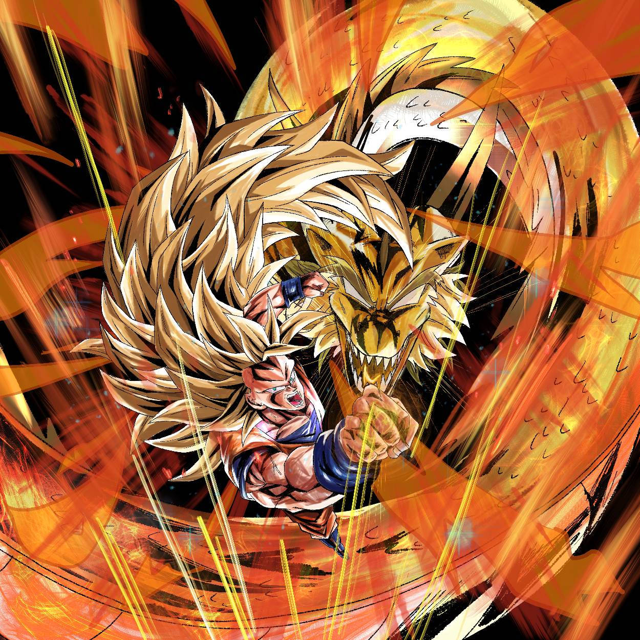 Goku Ssj3, spiky golden hair, fierce expression, SD Desktop Wallpaper