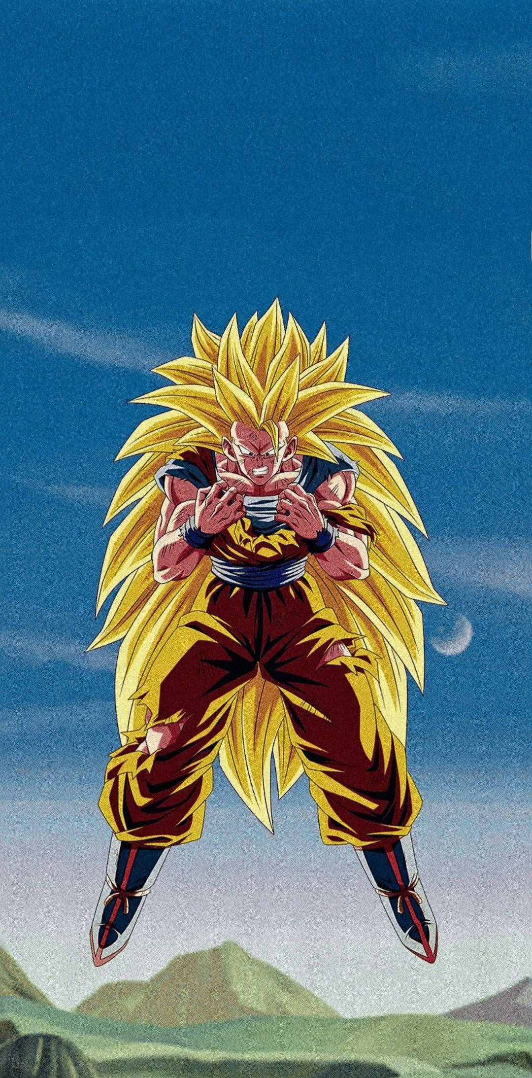 Goku Ssj3, spiky golden hair, blue sky, Full HD Phone Wallpaper