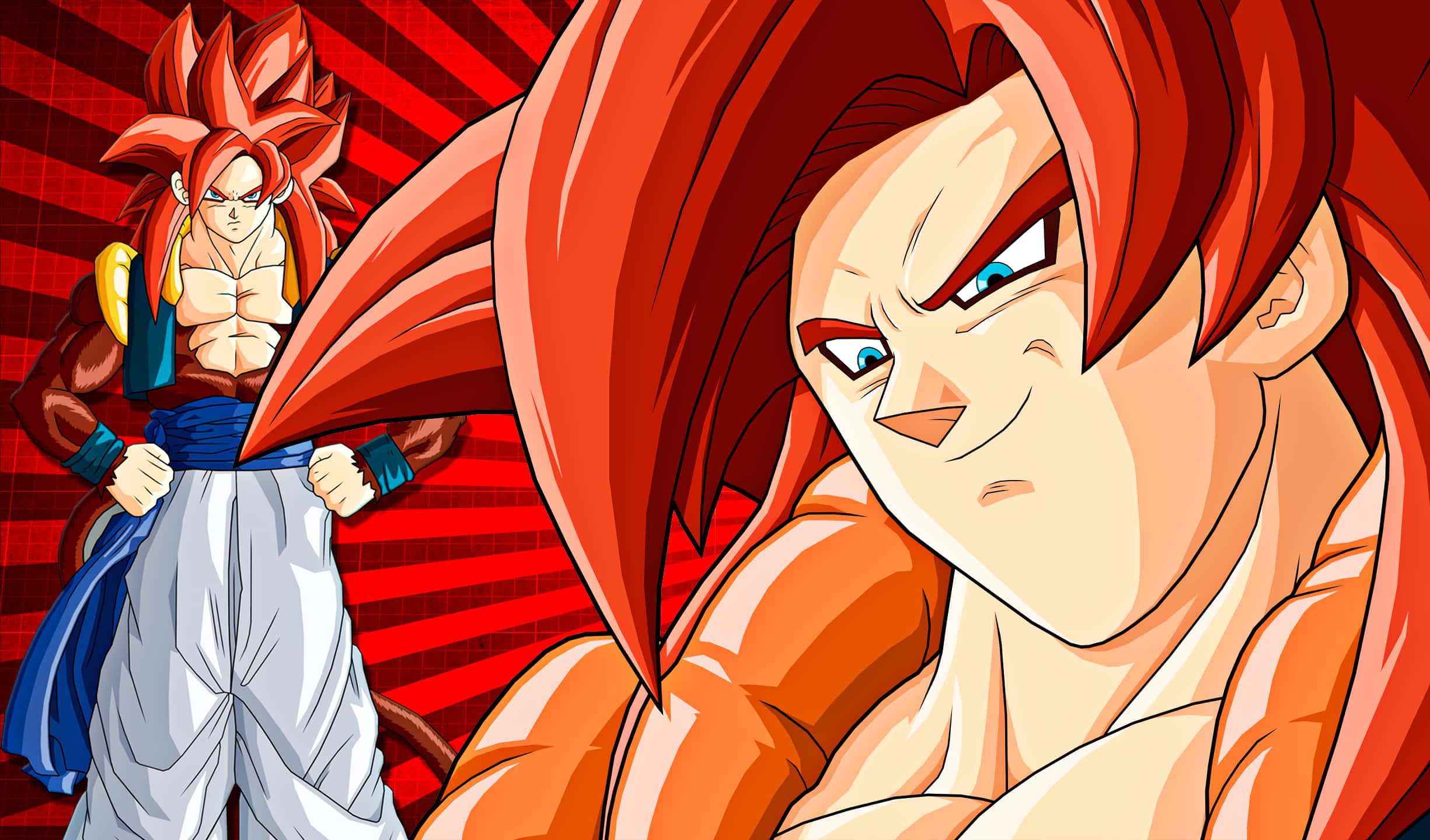 Goku, Super Saiyan 4, fiery red hair, Full HD Desktop Wallpaper