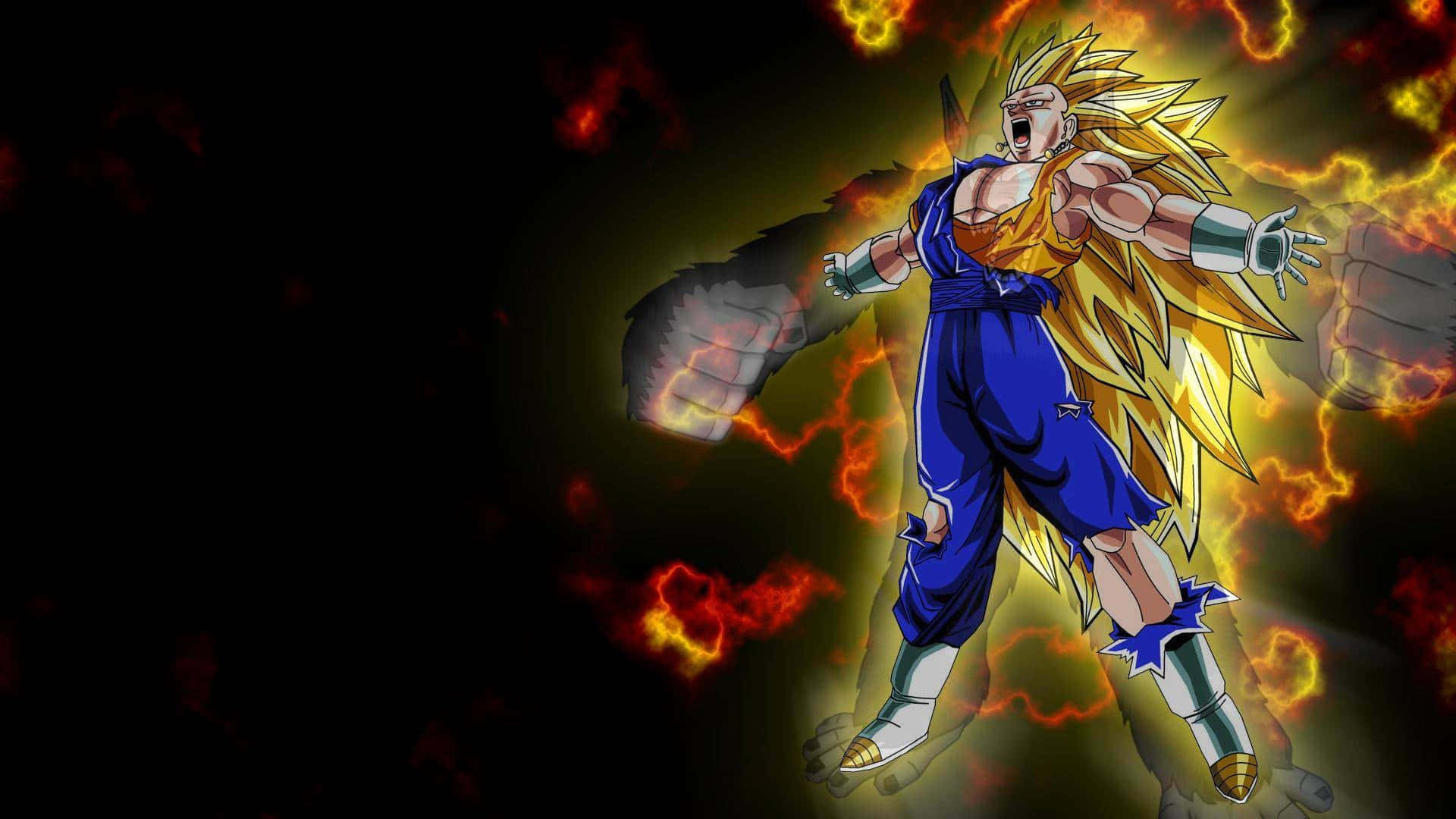 Goku Super Saiyan 4, golden spiky hair, blue gi, Full HD Desktop Wallpaper
