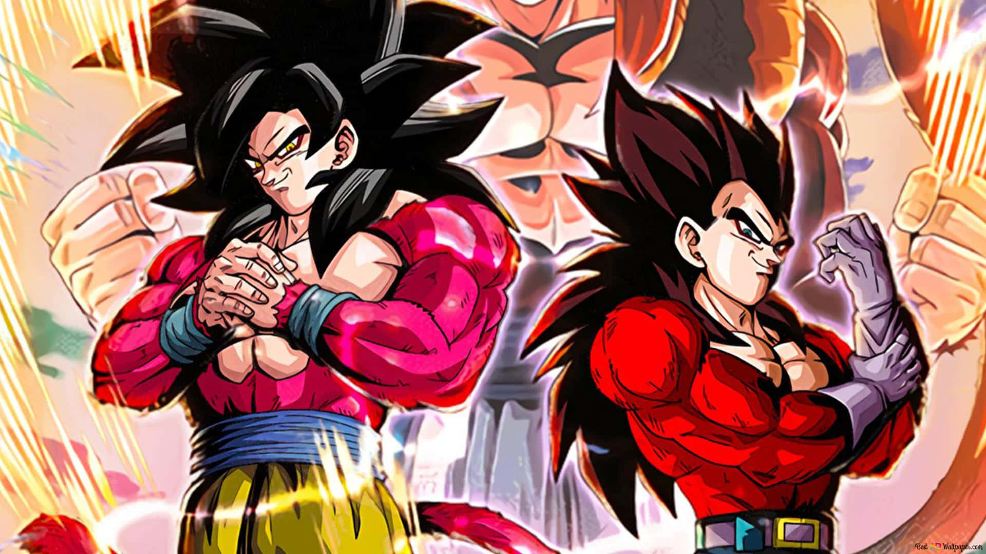 Goku, Super Saiyan 4, red and yellow battle gear, Full HD Desktop Wallpaper