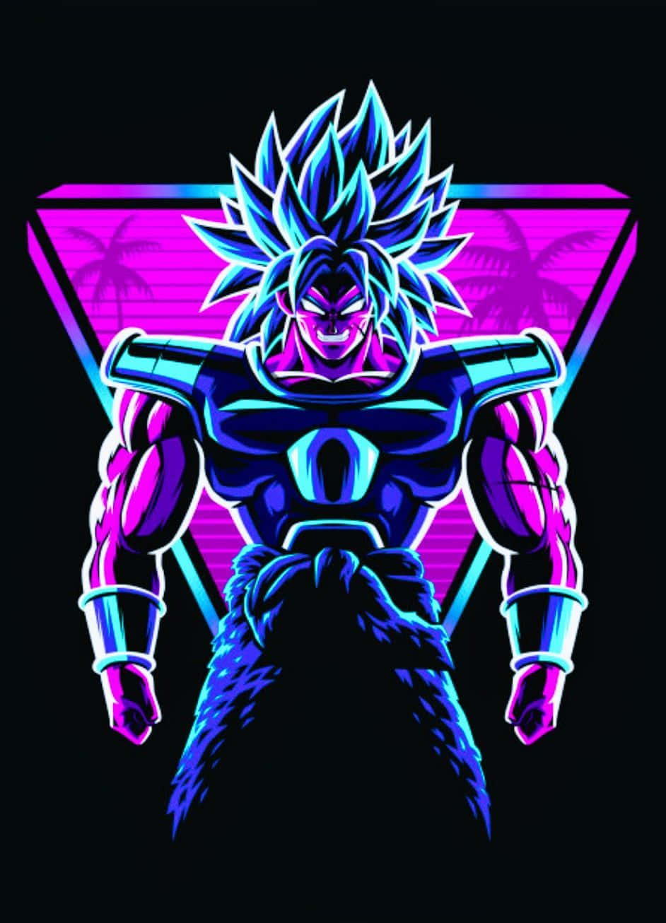Goku Super Saiyan 4, neon-lit, spiky blue hair, HD Phone Wallpaper