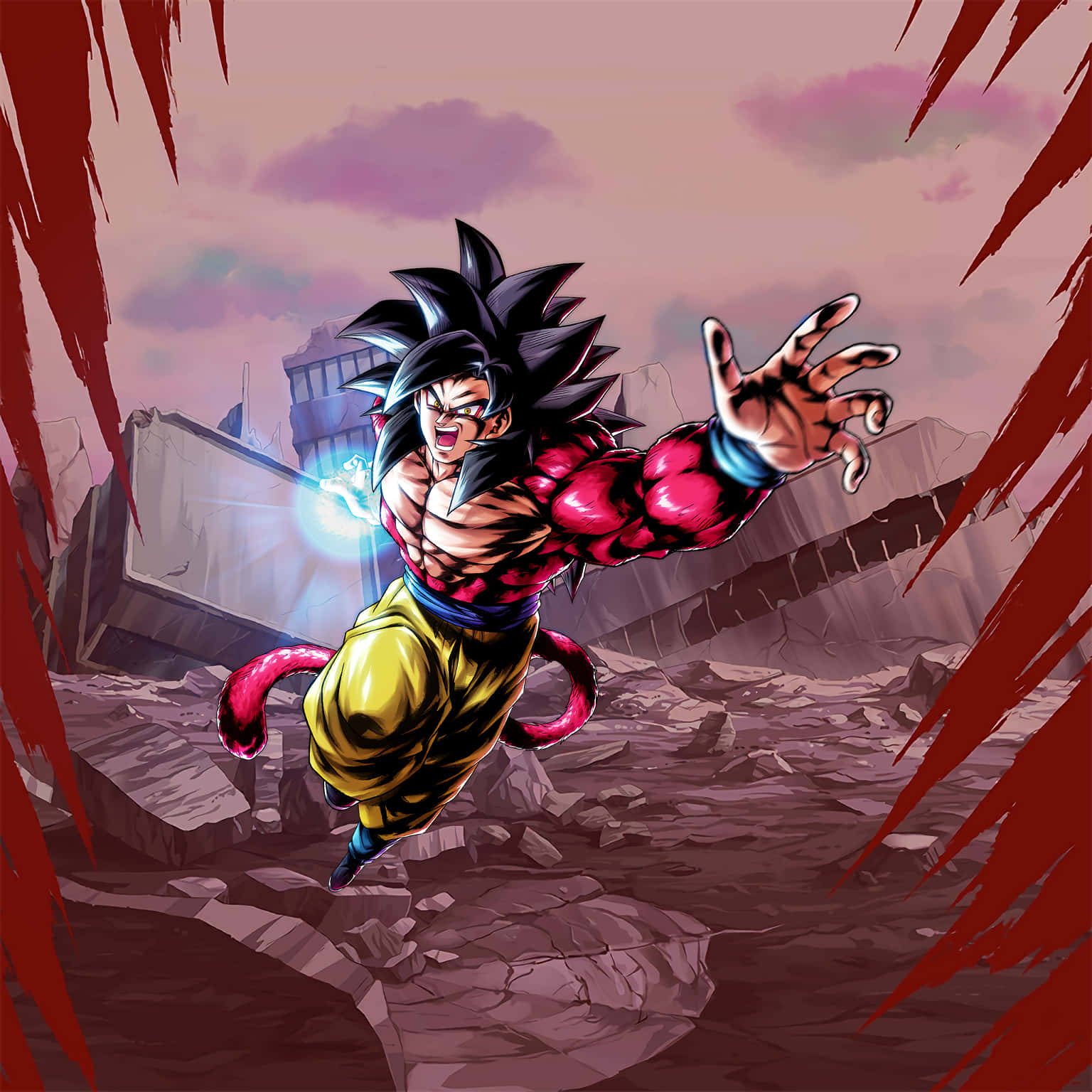 Goku, Super Saiyan 4, red aura, HD Desktop Wallpaper