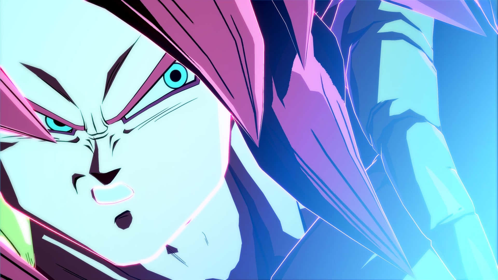 Goku Super Saiyan 4, glowing blue eyes, spiky purple hair, Full HD Desktop Wallpaper