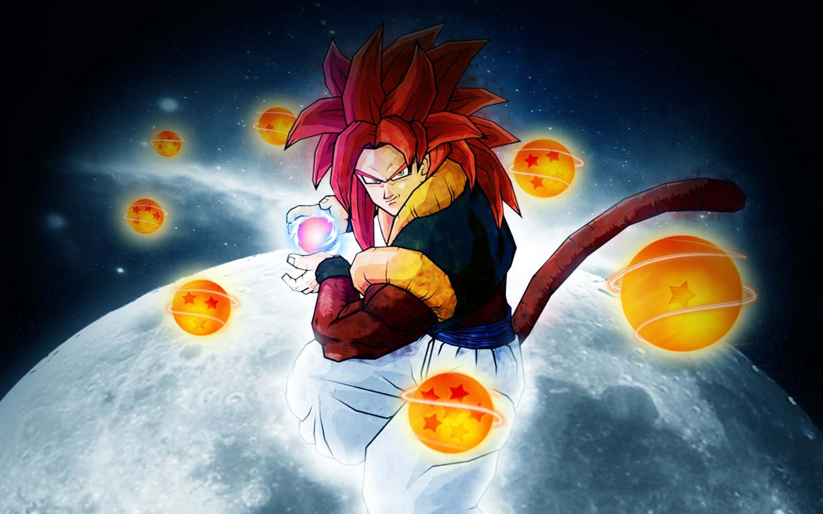Goku Super Saiyan 4, red-haired, black and yellow gi, HD Desktop Wallpaper