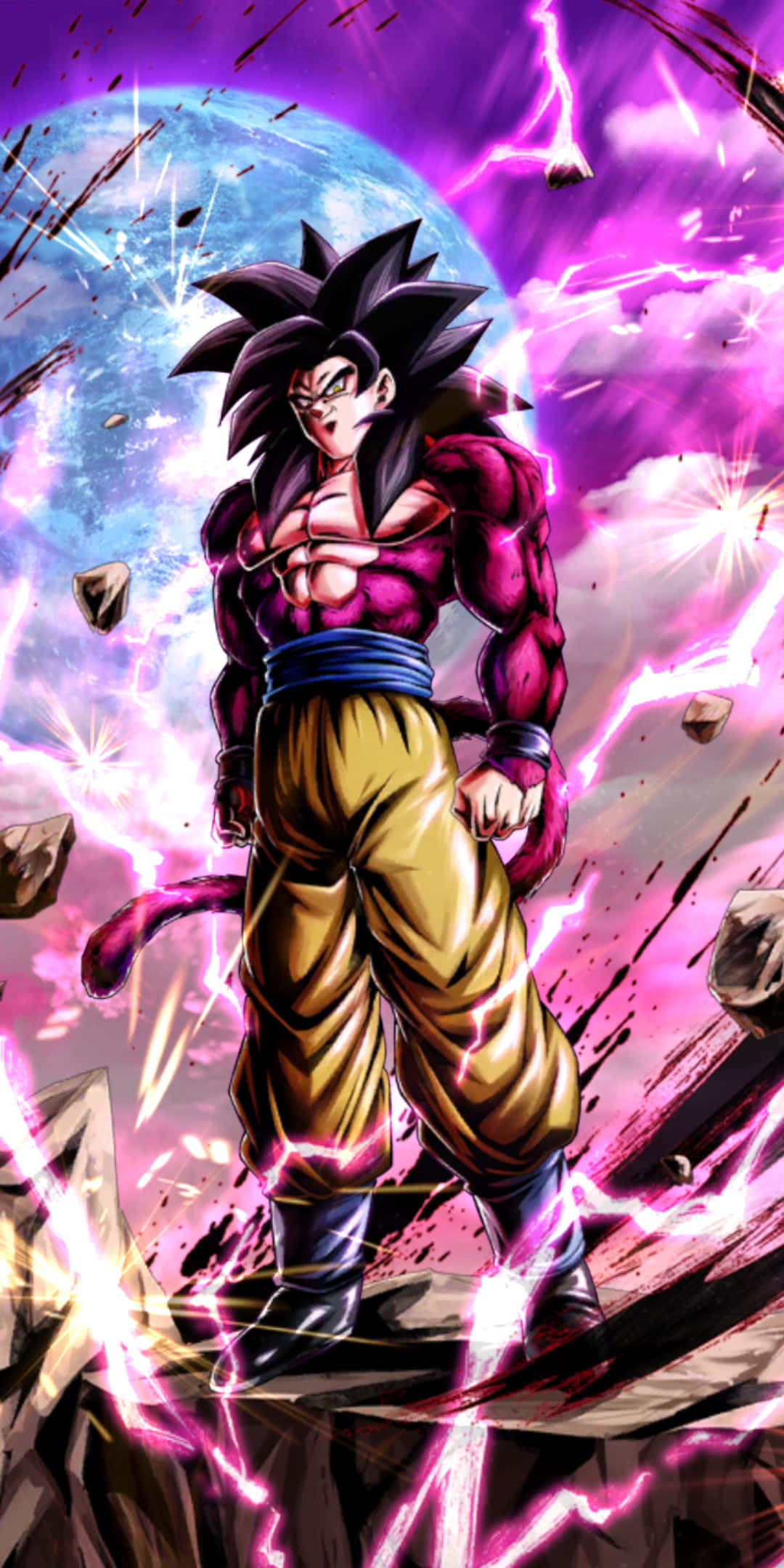 Goku, Super Saiyan 4, purple aura, Full HD Phone Wallpaper