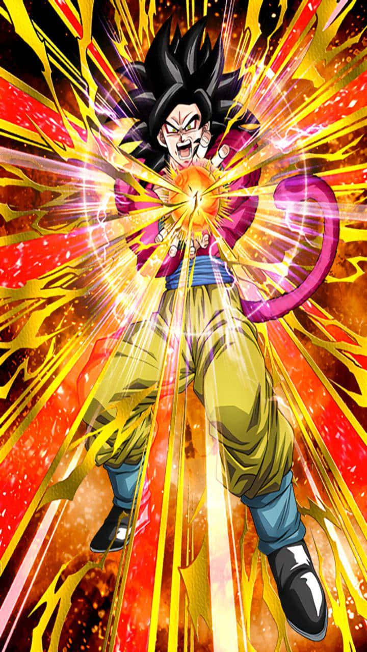 Goku Super Saiyan 4, black spiky hair, purple tail, HD Phone Wallpaper
