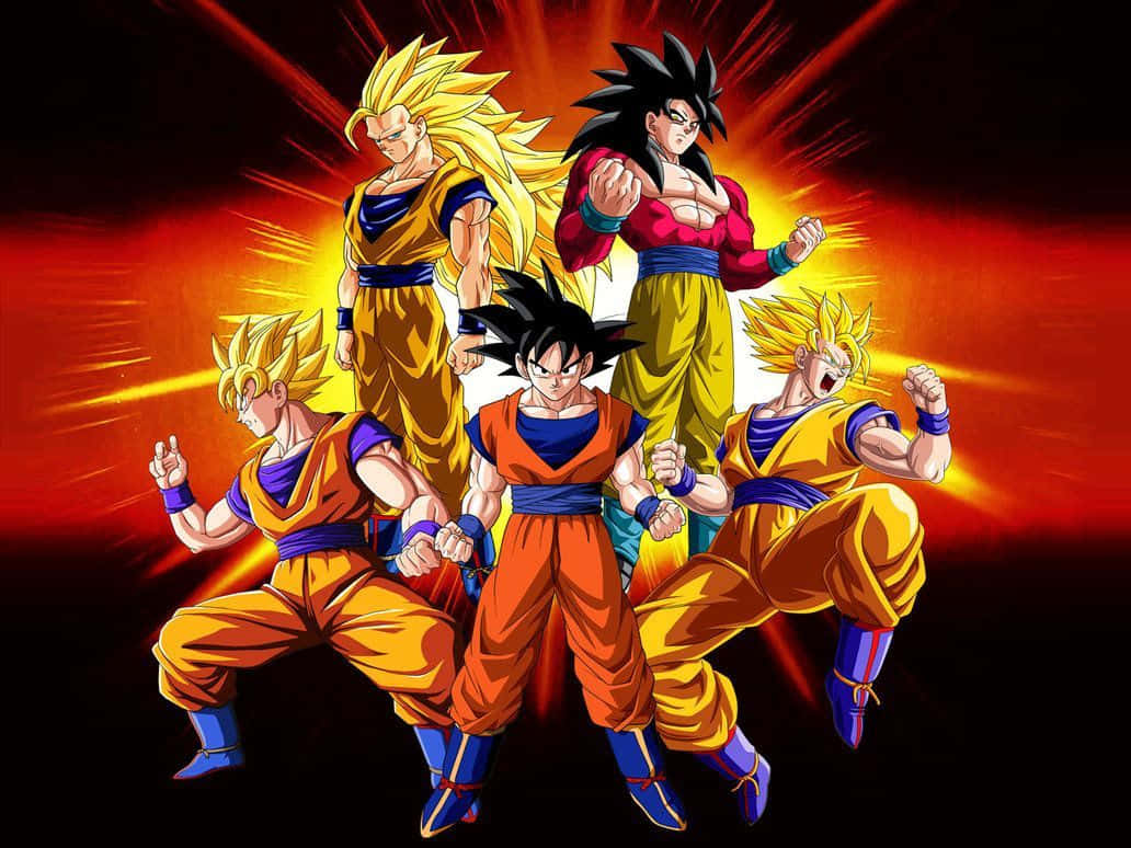 Super Saiyan 4 Goku, Saiyan warriors, orange and blue battle gear, SD Desktop Wallpaper