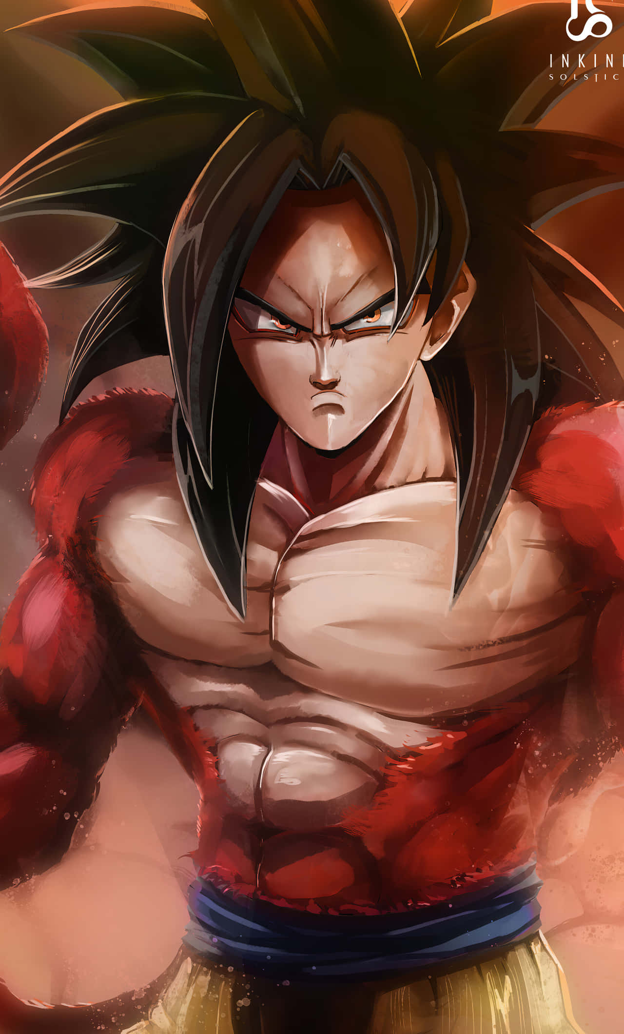 Goku Super Saiyan 4, spiky black hair, red aura, Full HD Phone Wallpaper