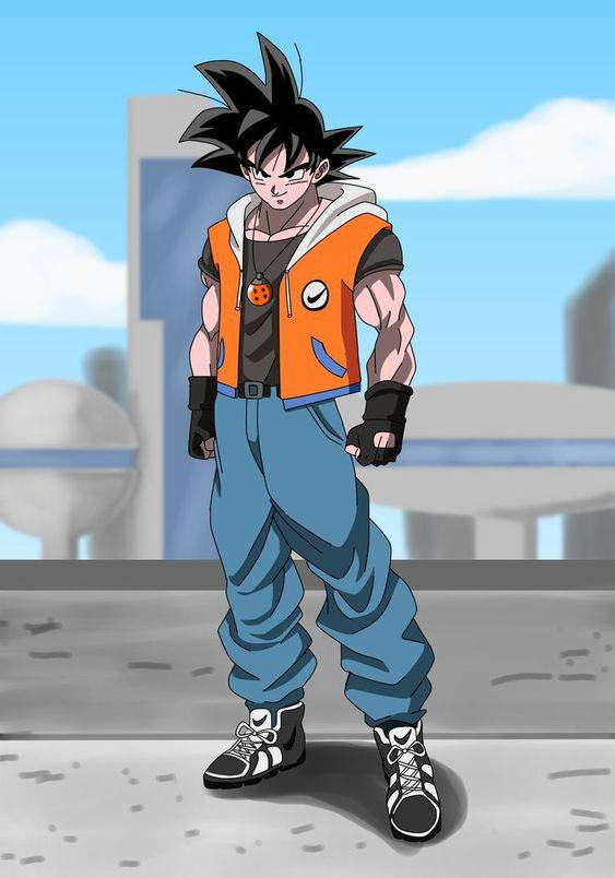 Goku, orange vest, blue pants, SD Phone Wallpaper