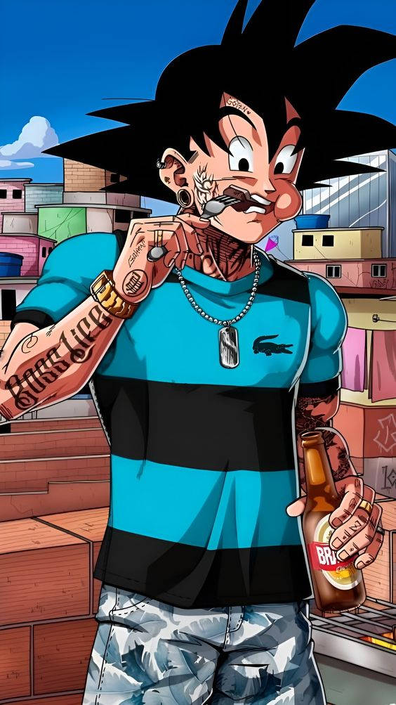 Goku, tattoos, piercings, SD Phone Wallpaper