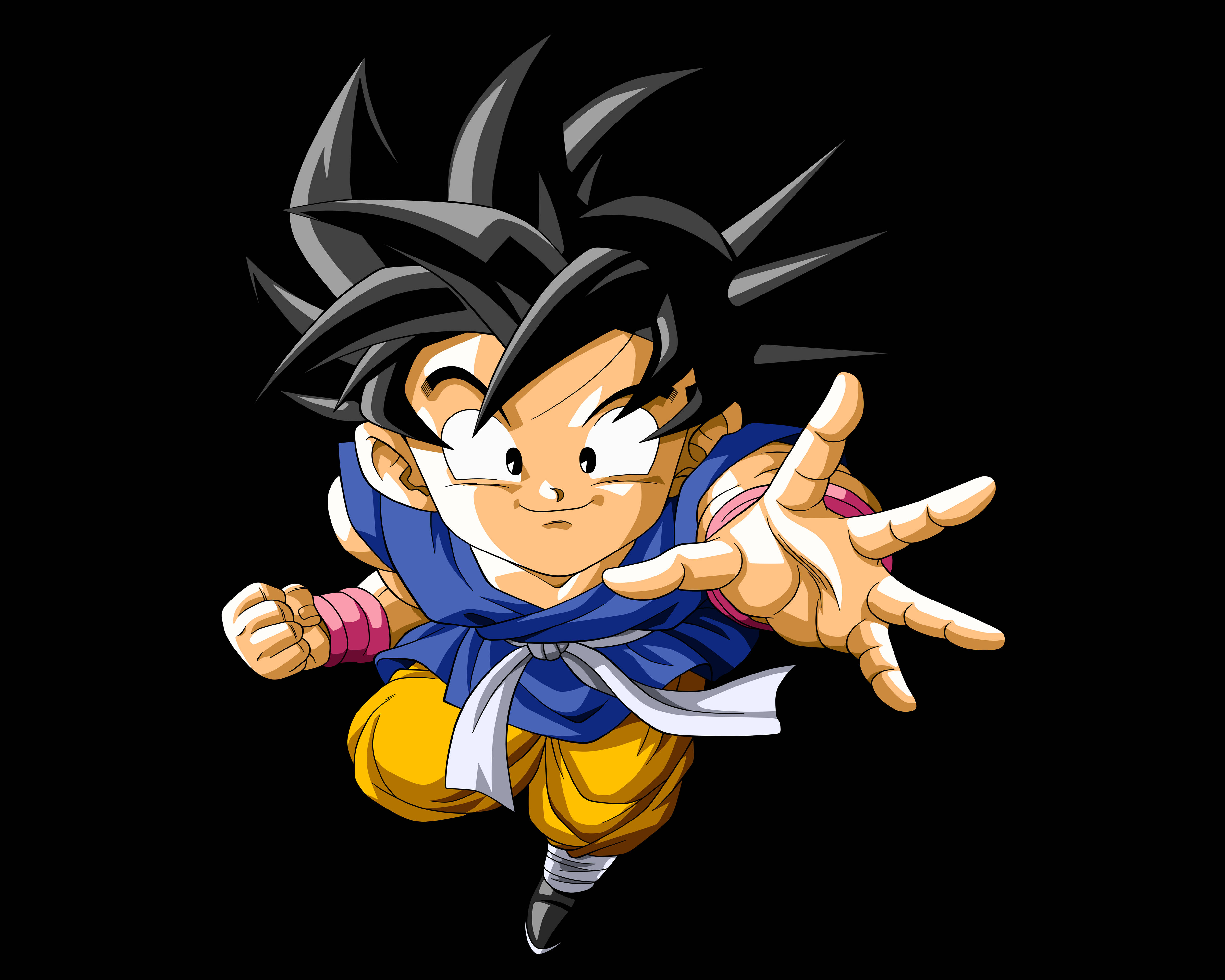 Goku, spiky black hair, blue scarf, 4K Desktop Wallpaper