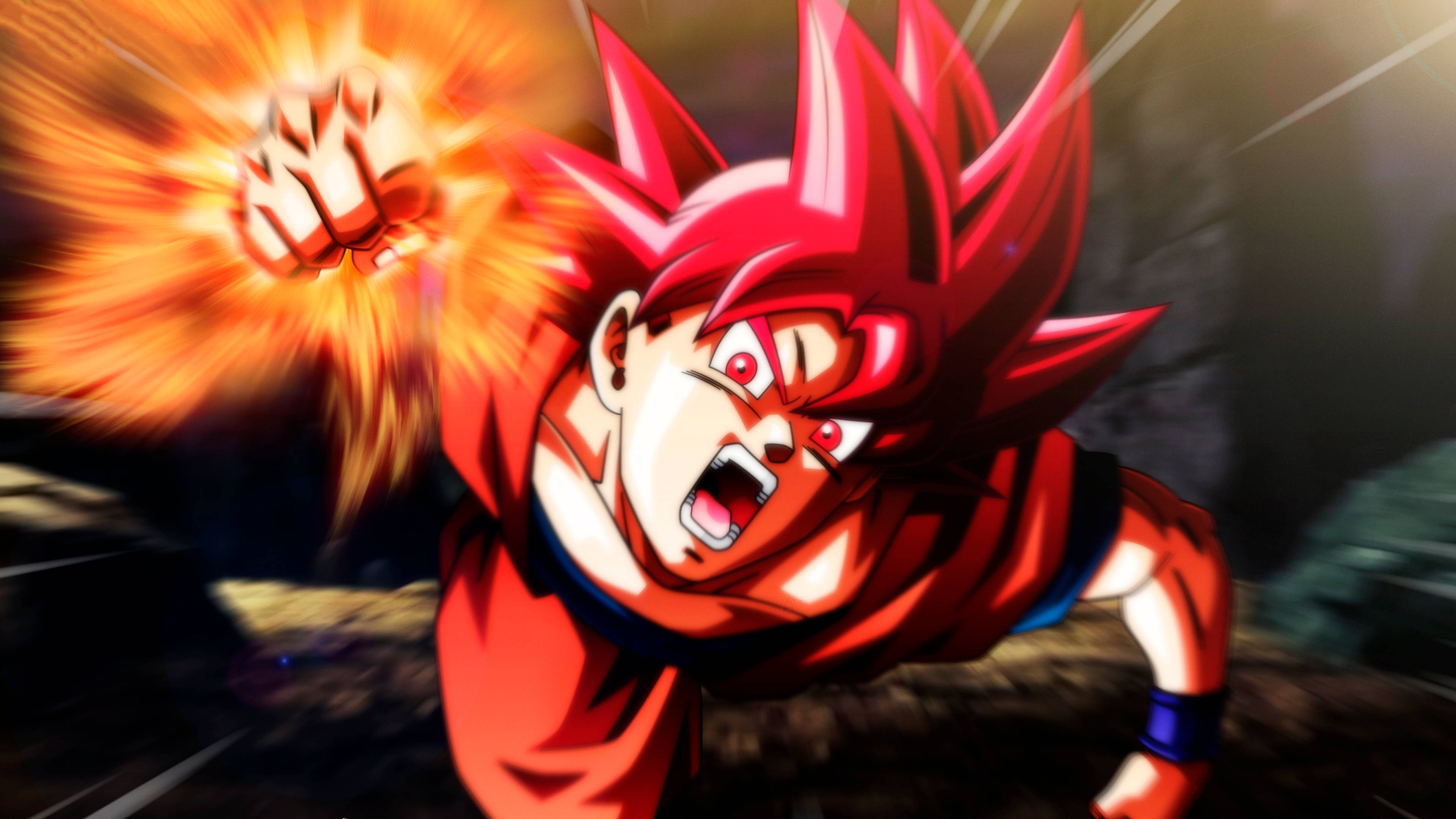 Goku, red-haired, anime warrior, 4K Desktop Wallpaper