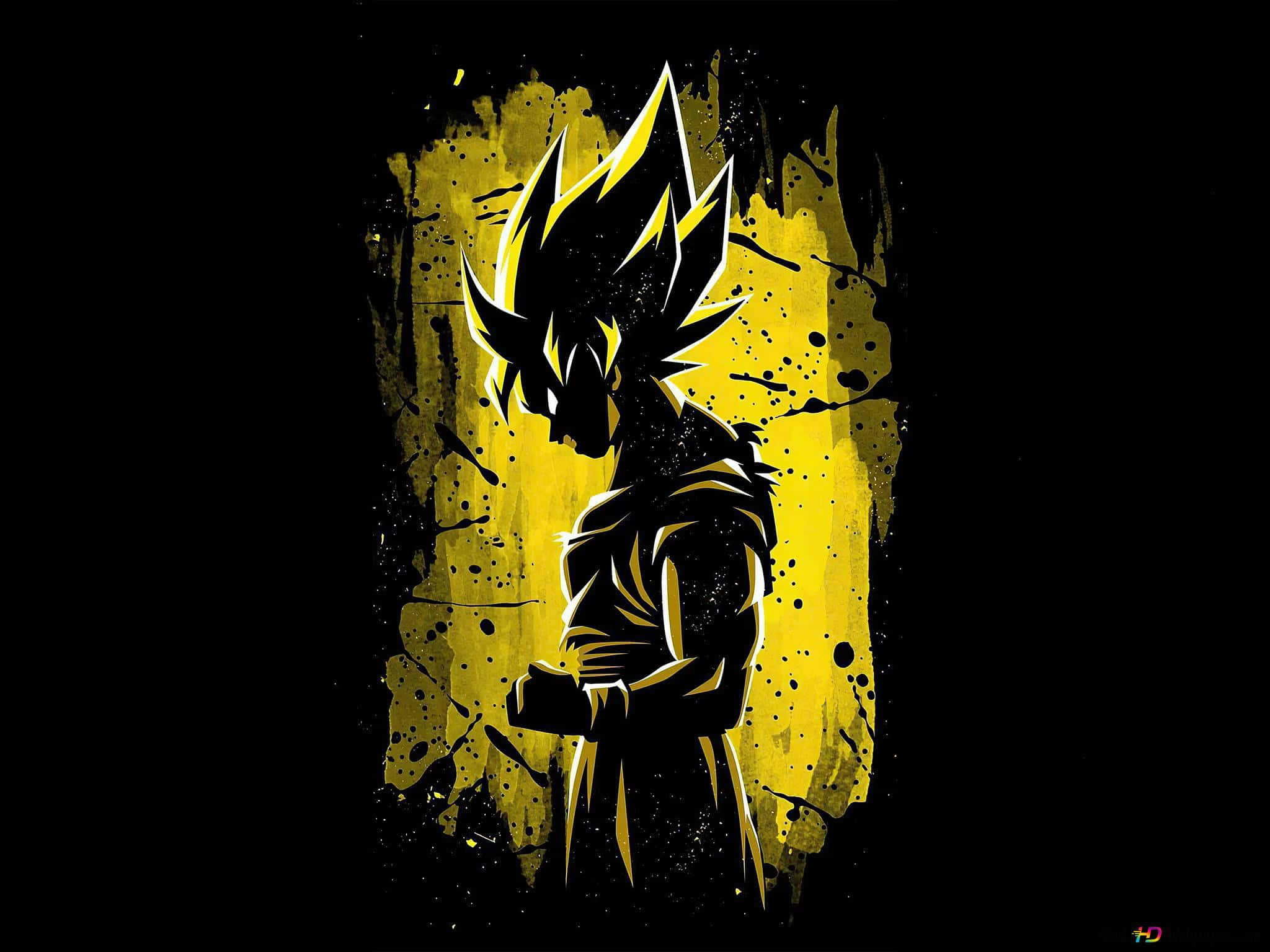 Yellow Goku, iPad, stylized anime warrior, Full HD Desktop Wallpaper