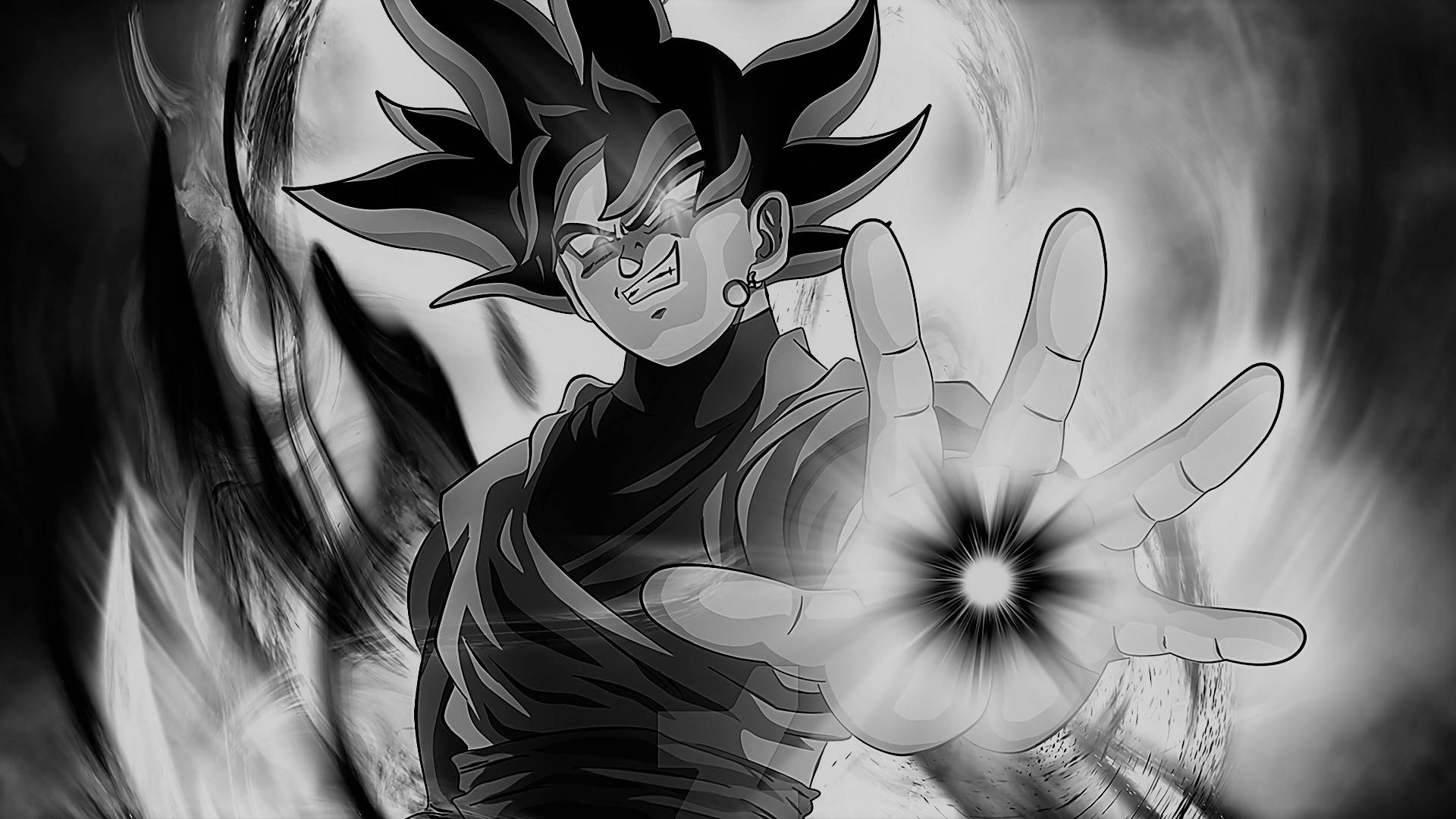 Goku, black and white, spiky hair, Full HD Desktop Wallpaper