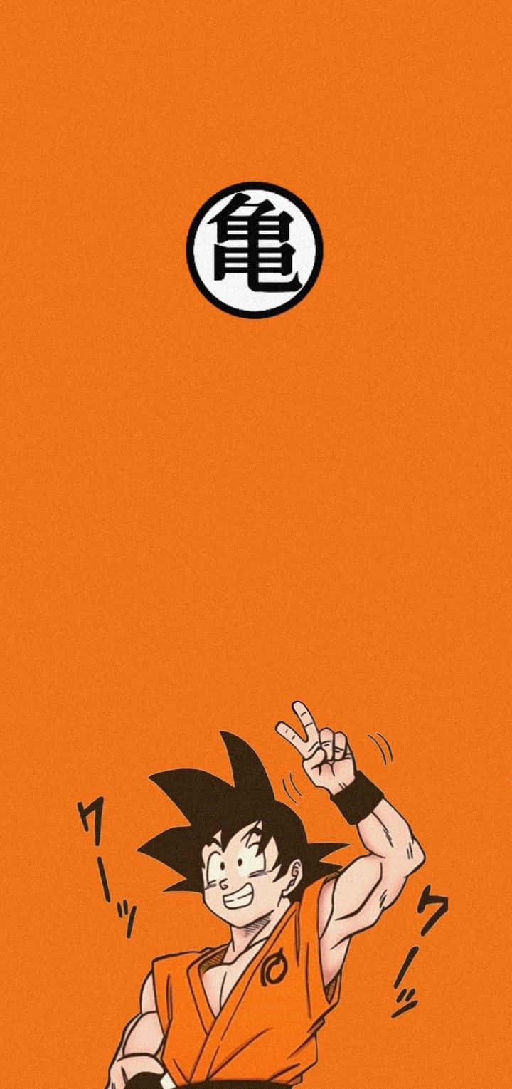 Goku, orange gi, black and white turtle symbol, HD Phone Wallpaper