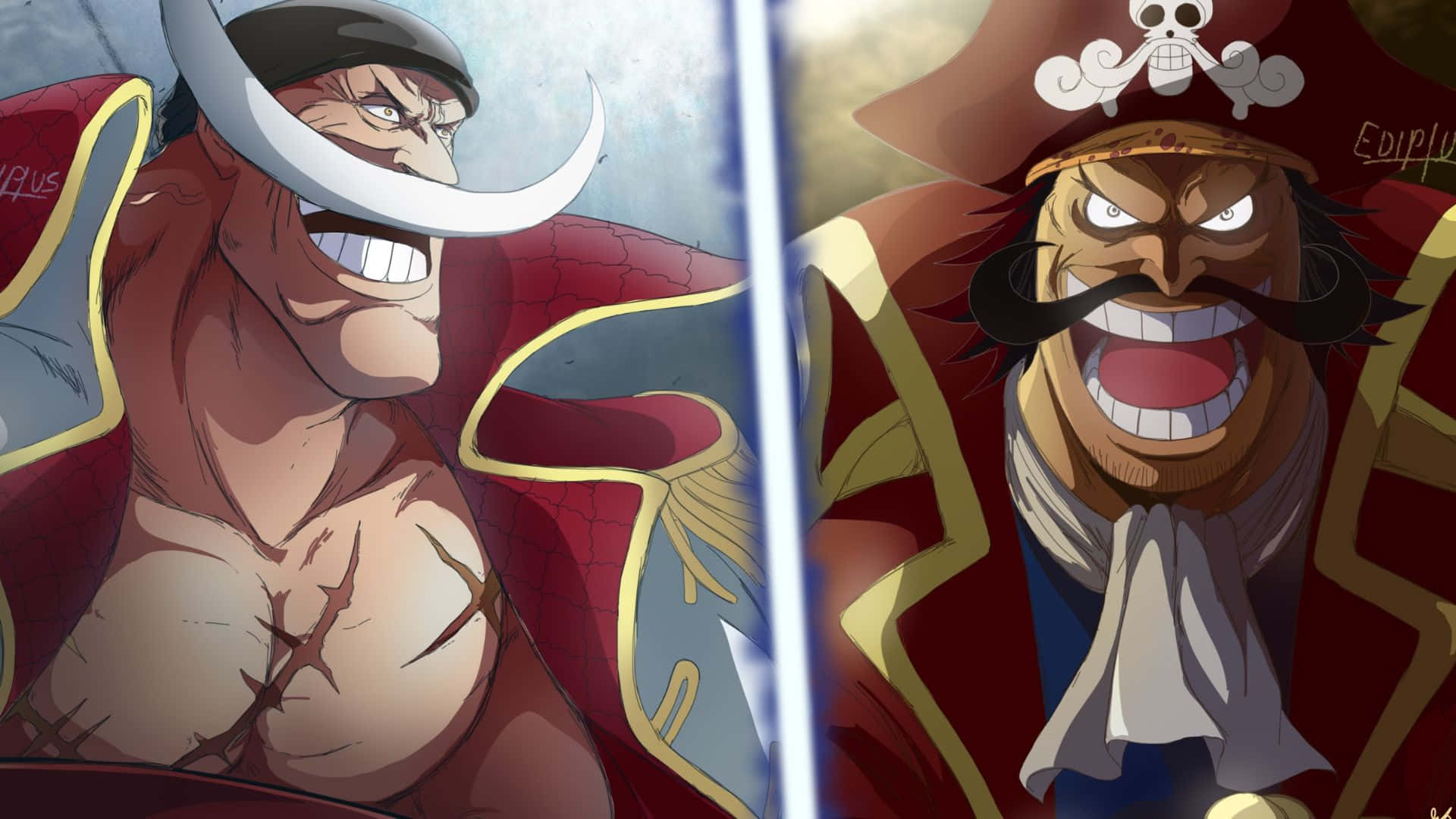 Gol D Roger, anime pirates, exaggerated grins, Full HD Desktop Wallpaper
