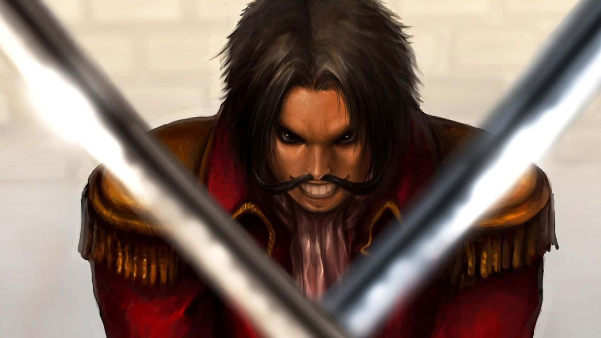 Gol D Roger, red coat, crossed swords, Full HD Desktop Wallpaper