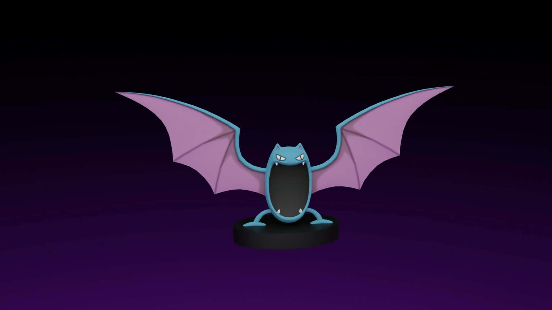 Golbat, blue, purple wings, Full HD Desktop Wallpaper