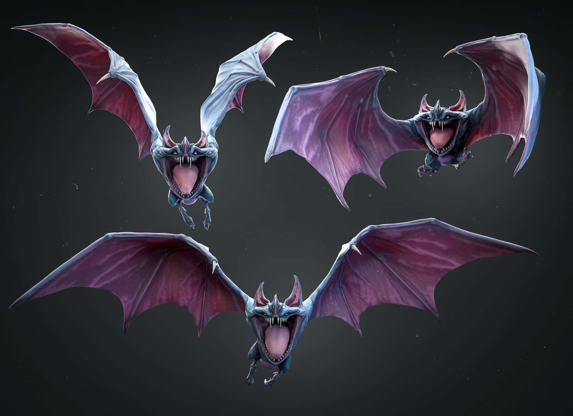 Golbat, purple wings, sharp fangs, Full HD Desktop Wallpaper