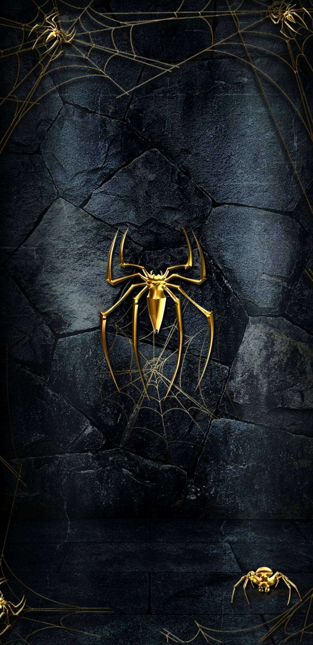 iPhone 12 Pro Max, gold, spider, Full HD Phone Wallpaper