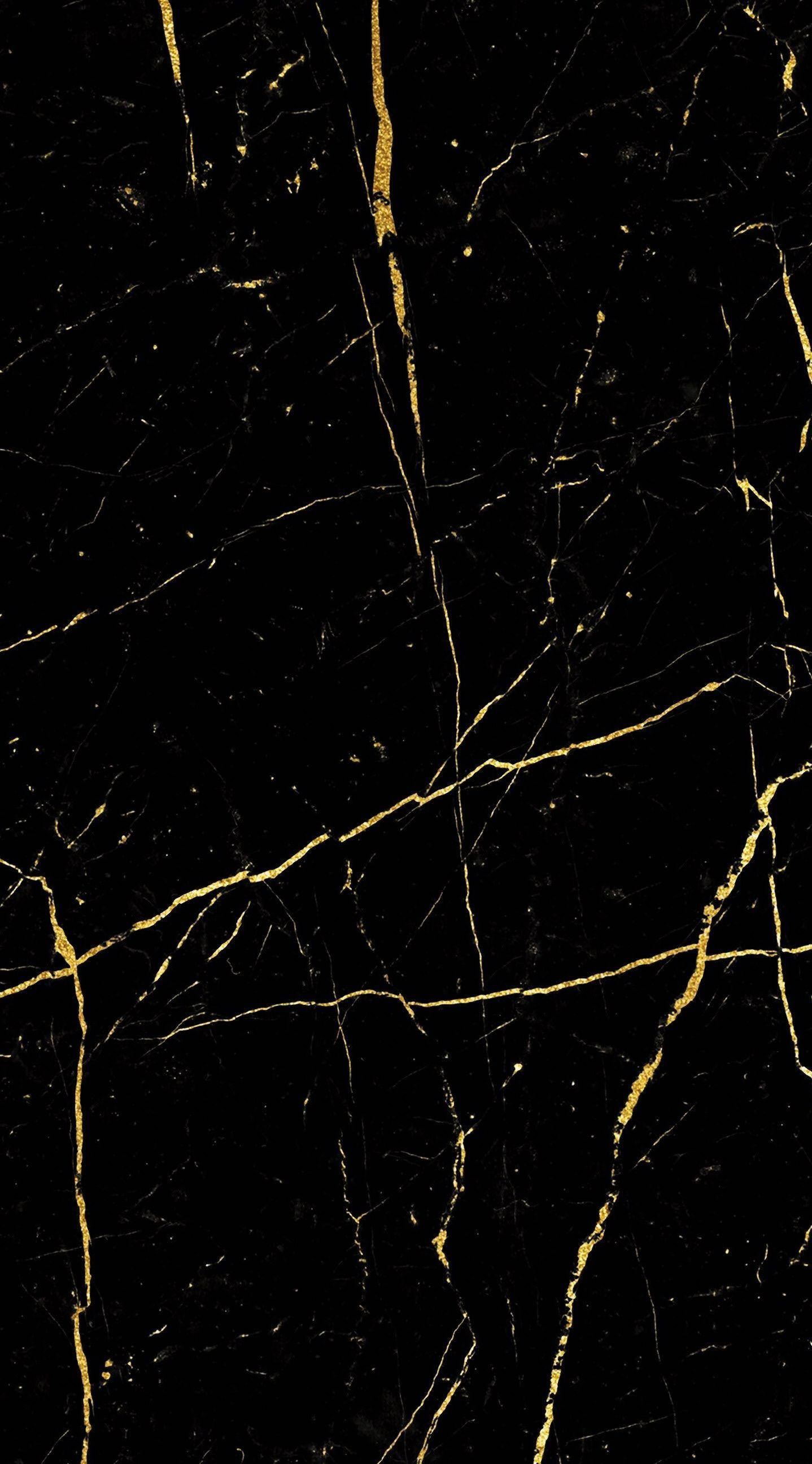 Black Gold Marble, golden veins, elegant black marble surface, 2K Phone Wallpaper