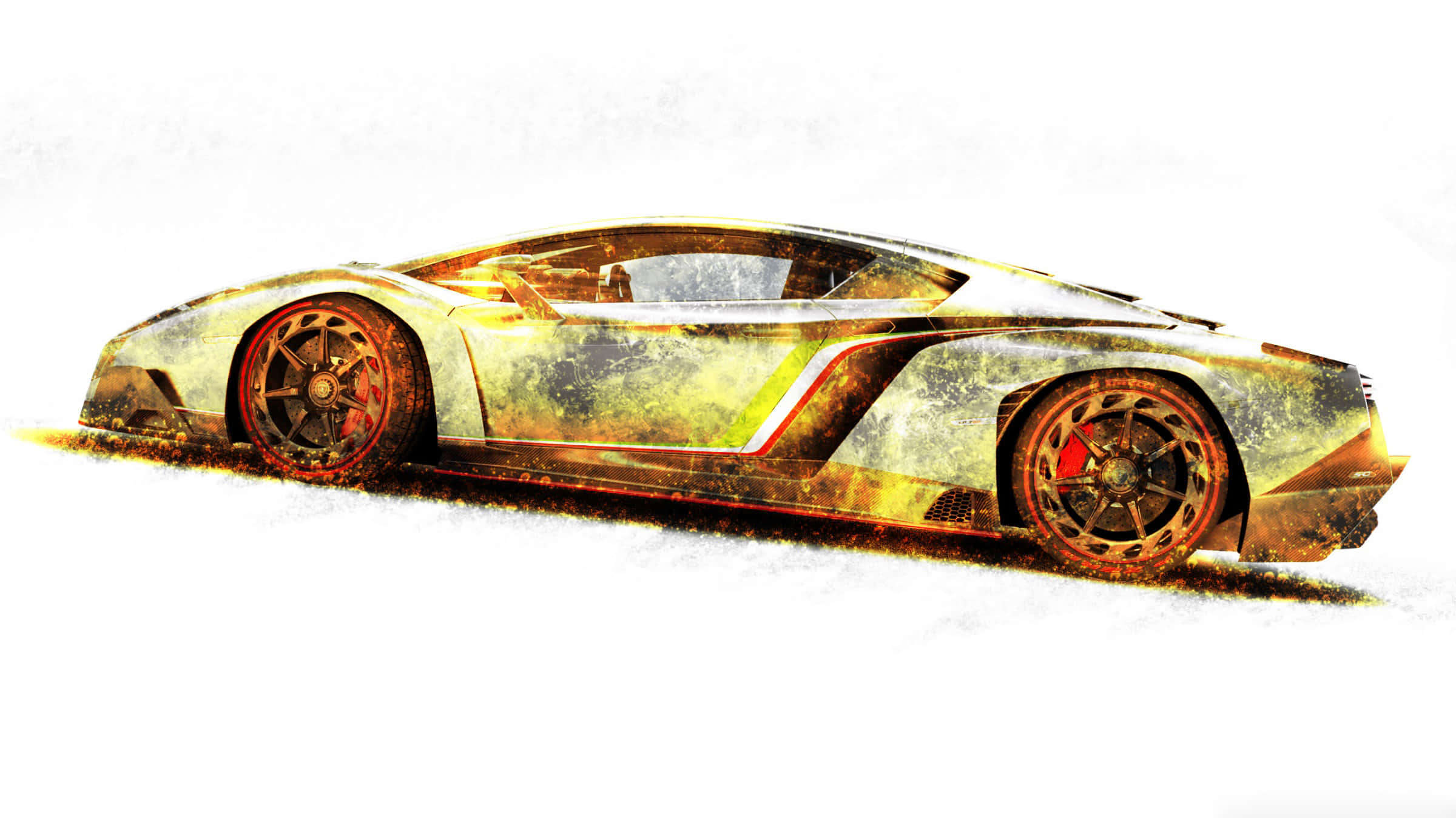 Gold Cars, futuristic sports car, weathered metallic paint, Full HD Desktop Wallpaper