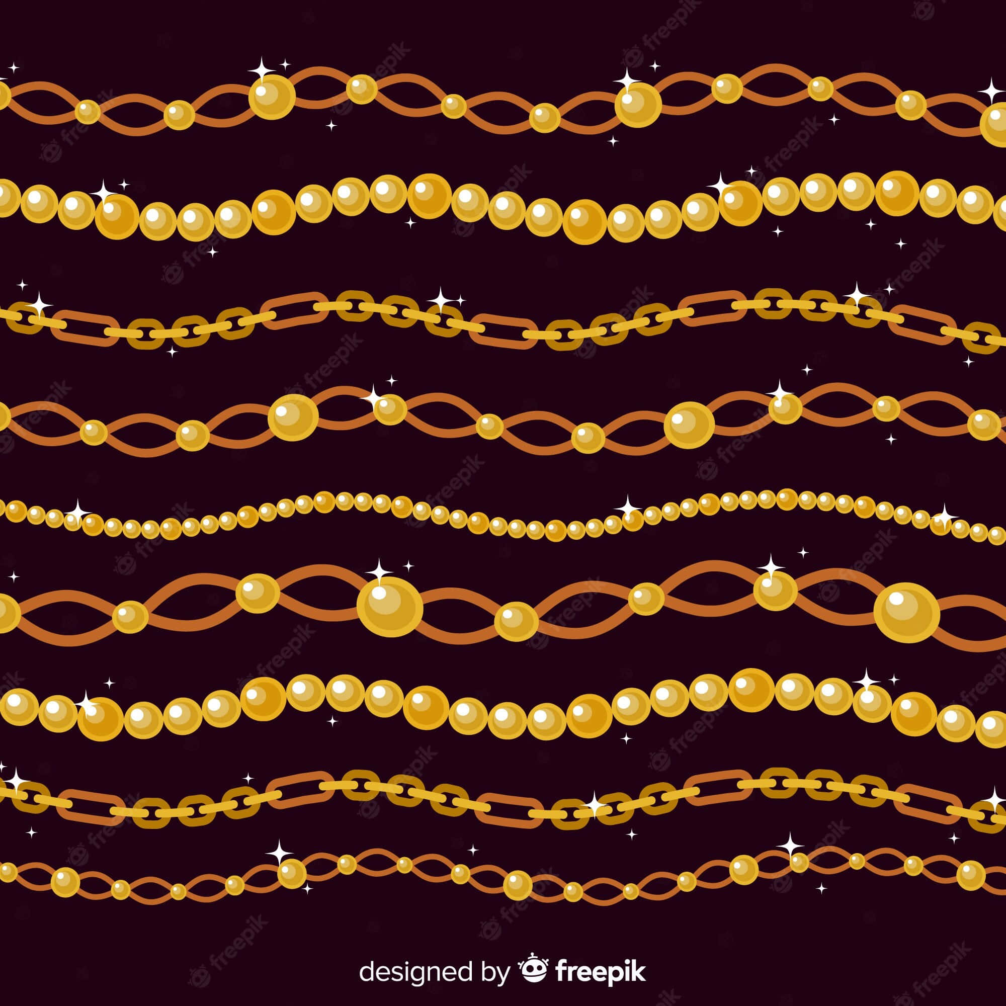 gold chain, pearl strands, deep burgundy background, Full HD Desktop Wallpaper