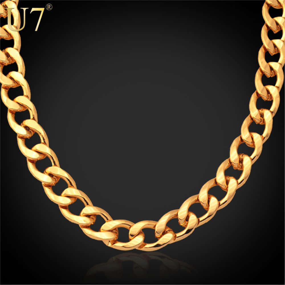 gold chain, thick gold chain necklace, large twisted links, SD Desktop Wallpaper
