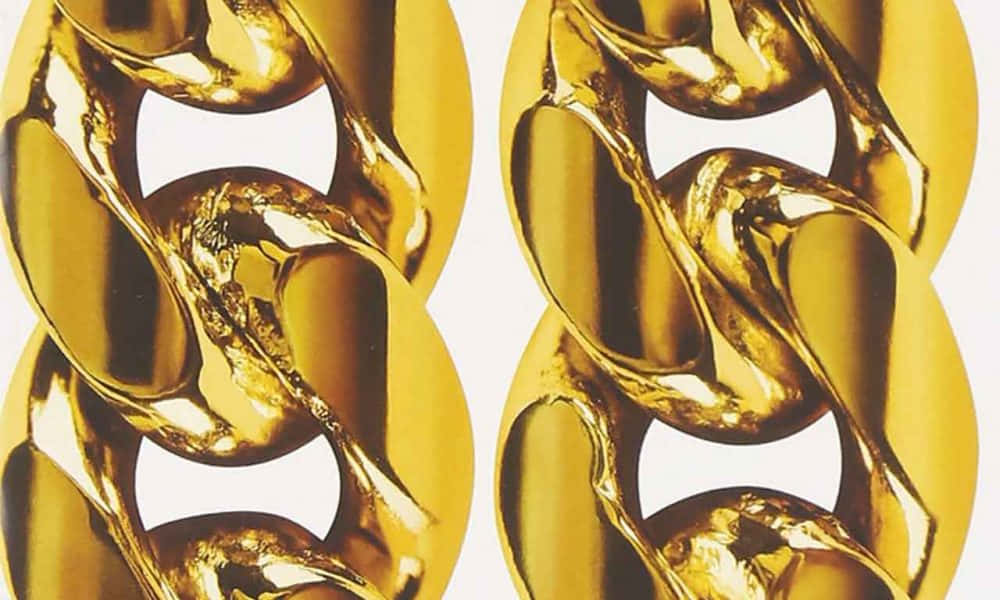 Gold Chain, golden metallic chain links, glossy reflections, SD Desktop Wallpaper