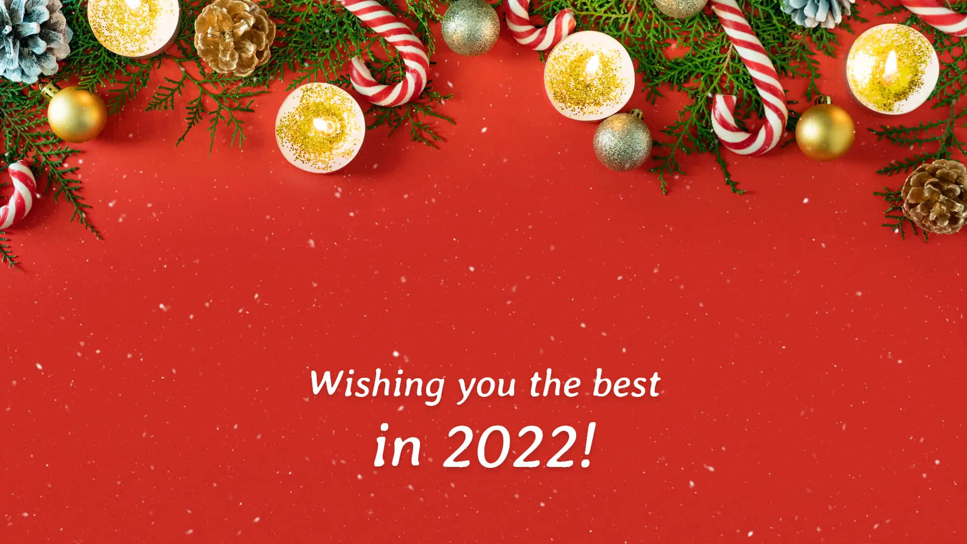 Gold Christmas, red background, pine branches, Full HD Desktop Wallpaper