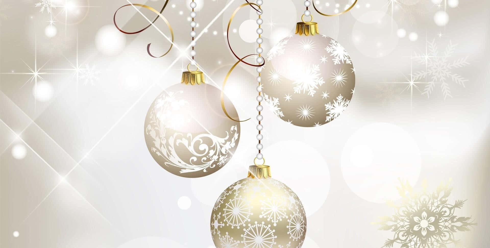 Gold Christmas, silver Christmas ornaments, snowflake patterns, Full HD Desktop Wallpaper