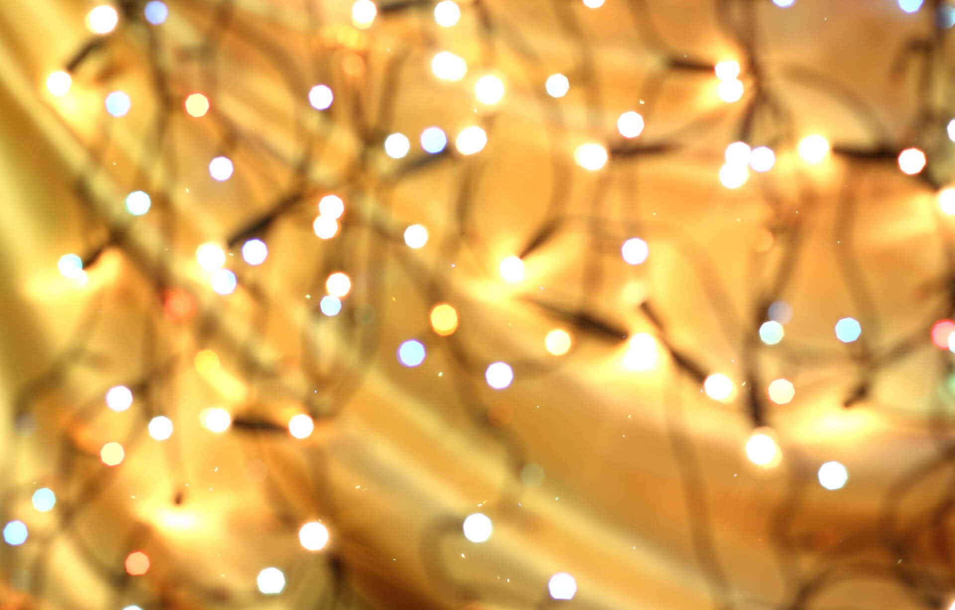 Gold Christmas, string lights, warm glowing, Full HD Desktop Wallpaper