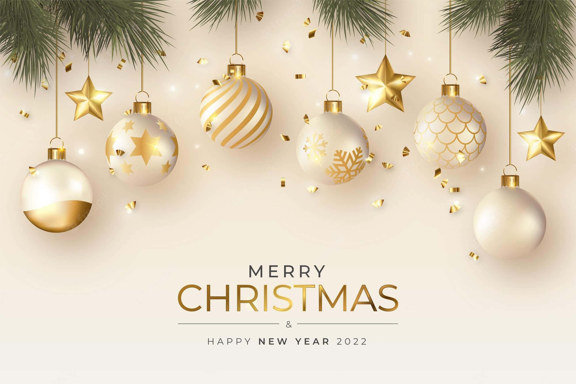 gold Christmas, gold balls, fir branches, Full HD Desktop Wallpaper