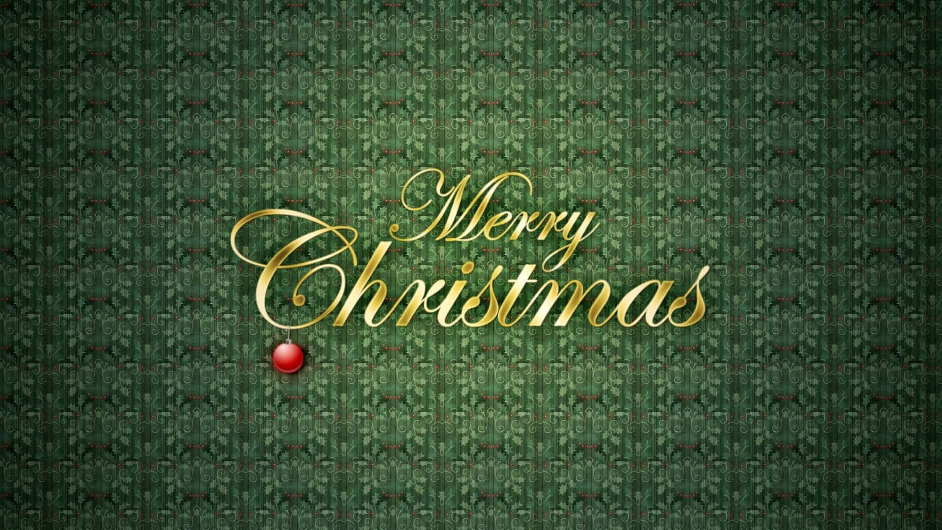 Merry Christmas, gold lettering, red ornament, Full HD Desktop Wallpaper