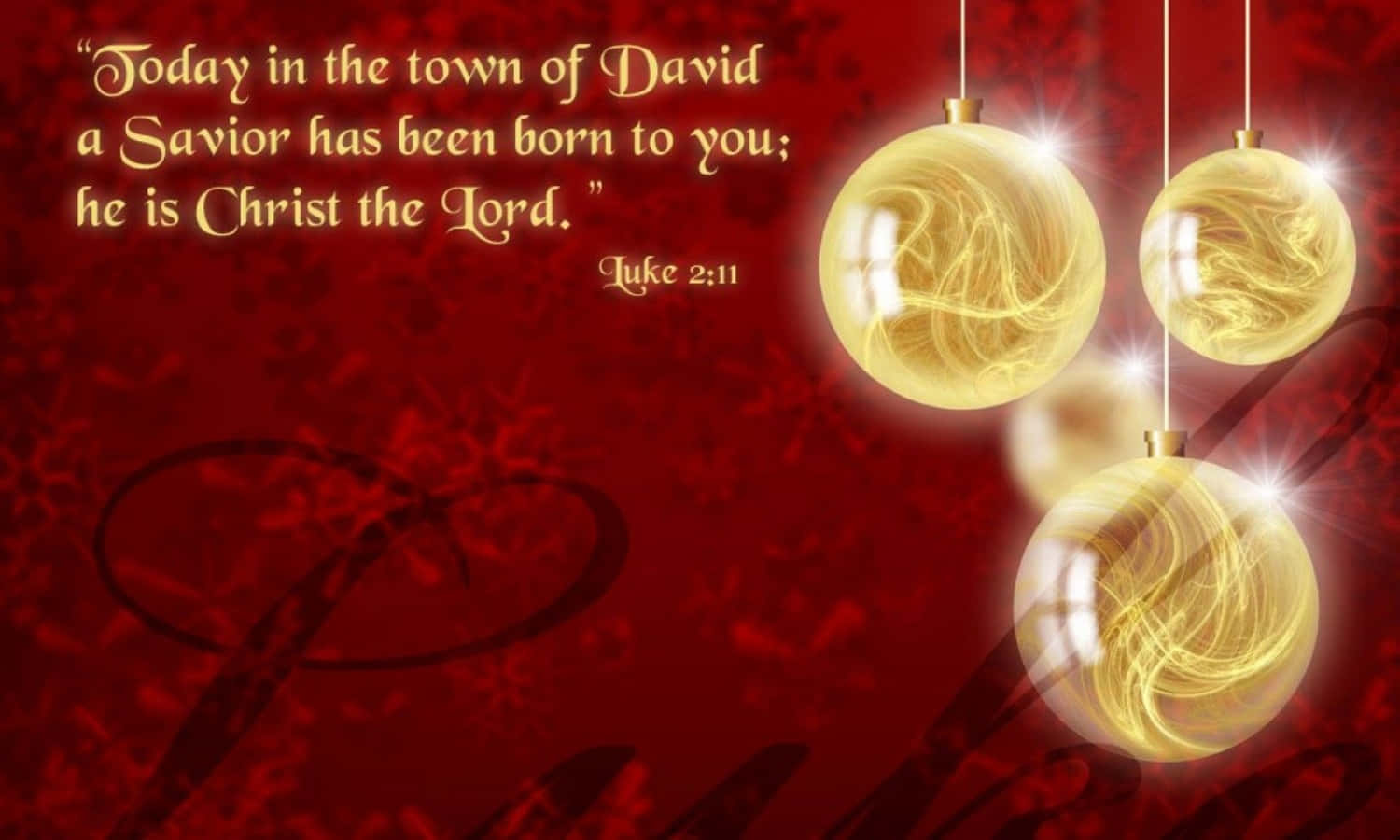Christmas Scripture, Red And Gold Christmas Balls, golden swirling ornaments, HD Desktop Wallpaper