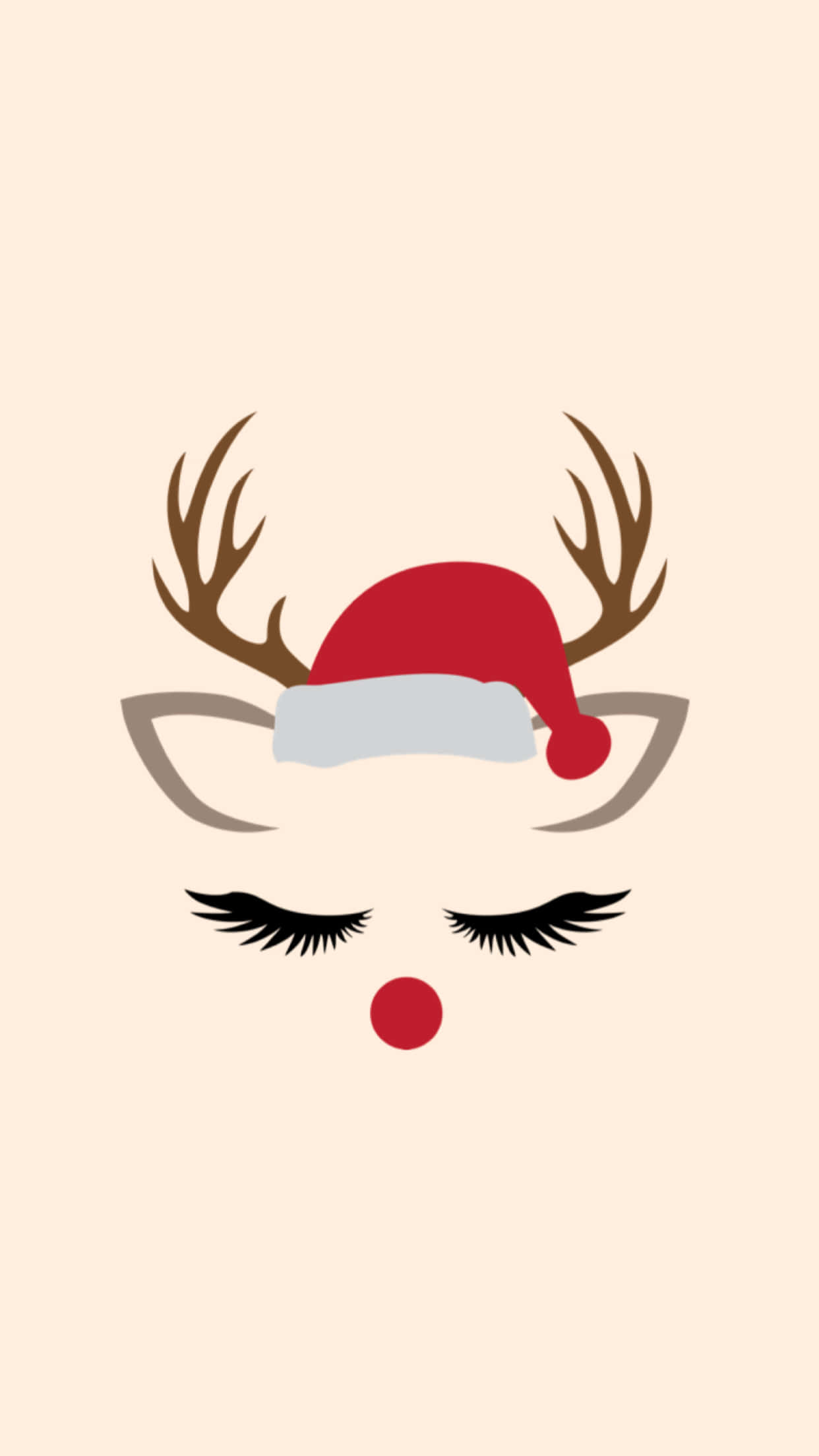 rose gold, reindeer face, red nose, Full HD Phone Wallpaper