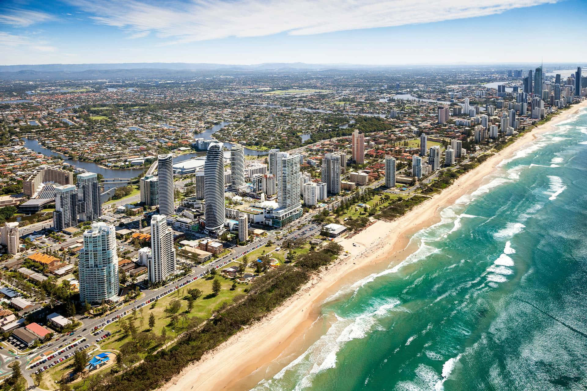 Gold Coast, coastal city, modern skyscrapers, Full HD Desktop Wallpaper