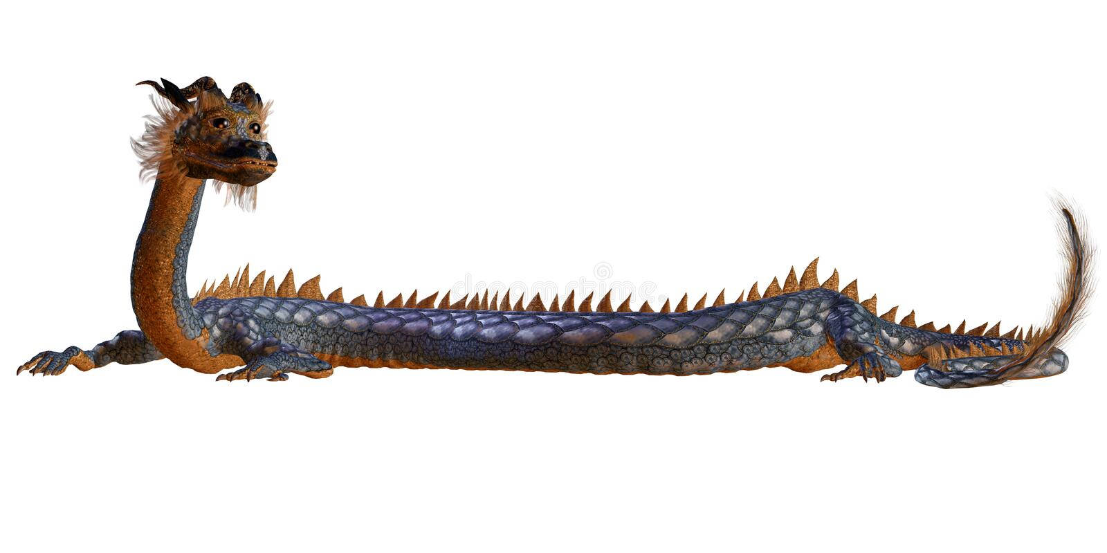 blue and gold dragon, spiky scales, feathered horns, HD Desktop Wallpaper